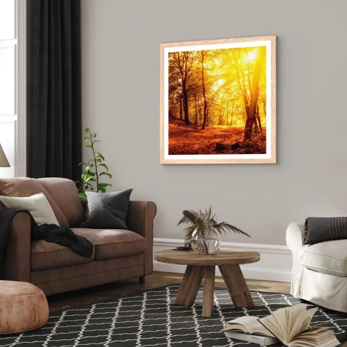 Poster in einem Rahmen aus heller Eiche - Auf die goldene Lichtung - 30x30 cm