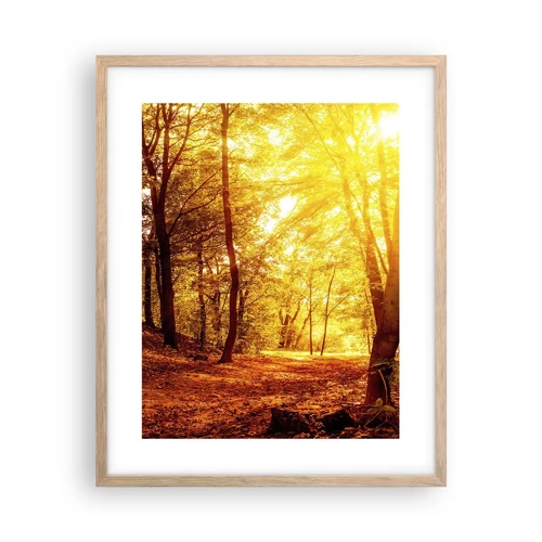 Poster in einem Rahmen aus heller Eiche - Auf die goldene Lichtung - 40x50 cm
