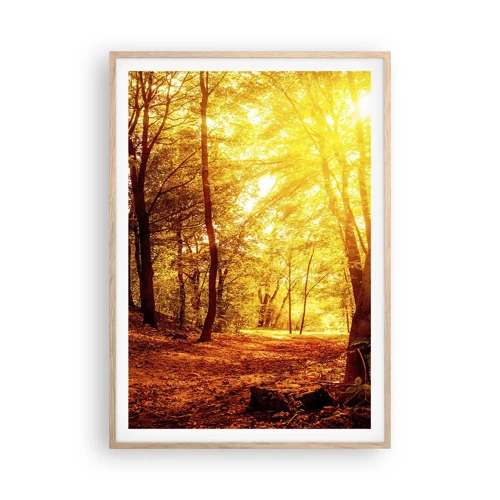 Poster in einem Rahmen aus heller Eiche - Auf die goldene Lichtung - 70x100 cm