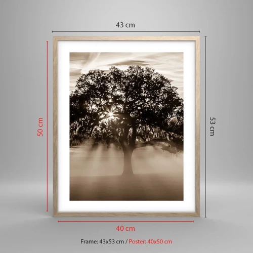 Poster in einem Rahmen aus heller Eiche - Baum der guten Nachrichten  - 40x50 cm