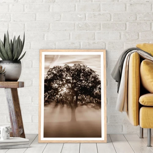 Poster in einem Rahmen aus heller Eiche - Baum der guten Nachrichten  - 40x50 cm