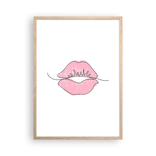 Poster in einem Rahmen aus heller Eiche - Bereit zum Küssen? - 50x70 cm