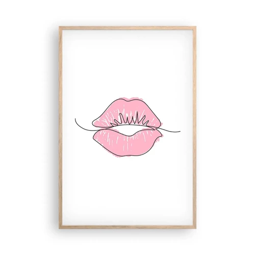 Poster in einem Rahmen aus heller Eiche - Bereit zum Küssen? - 61x91 cm