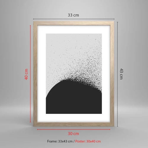 Poster in einem Rahmen aus heller Eiche - Bewegung von Molekülen - 30x40 cm