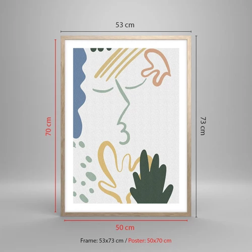 Poster in einem Rahmen aus heller Eiche - Blumenkuss - 50x70 cm