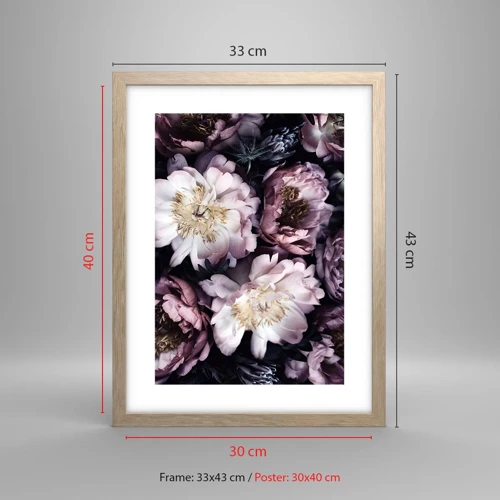 Poster in einem Rahmen aus heller Eiche - Blumenstrauß im alten Stil - 30x40 cm