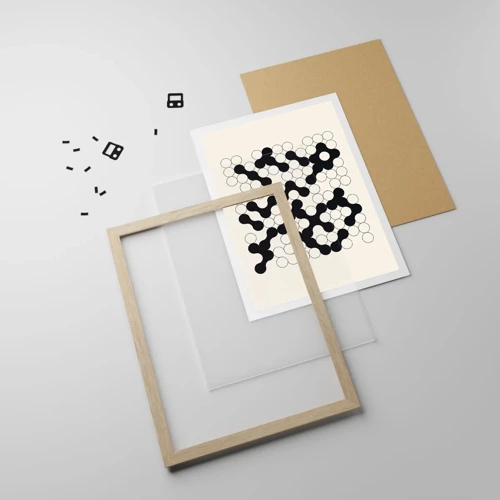 Poster in einem Rahmen aus heller Eiche - Chinesisches Spiel – Variation - 40x50 cm