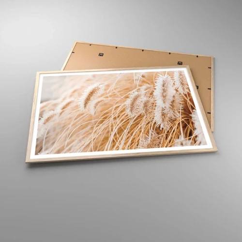 Poster in einem Rahmen aus heller Eiche - Das goldene Rauschen des Grases - 100x70 cm