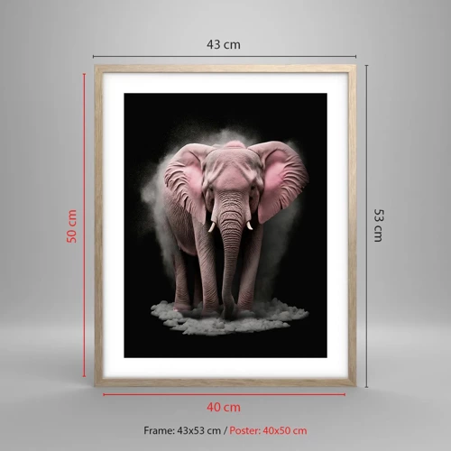 Poster in einem Rahmen aus heller Eiche - Denke nicht an einen rosa Elefanten! - 40x50 cm