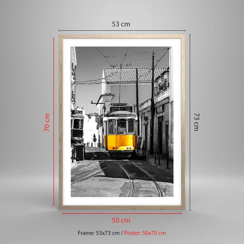 Poster in einem Rahmen aus heller Eiche - Der Geist von Lissabon - 50x70 cm