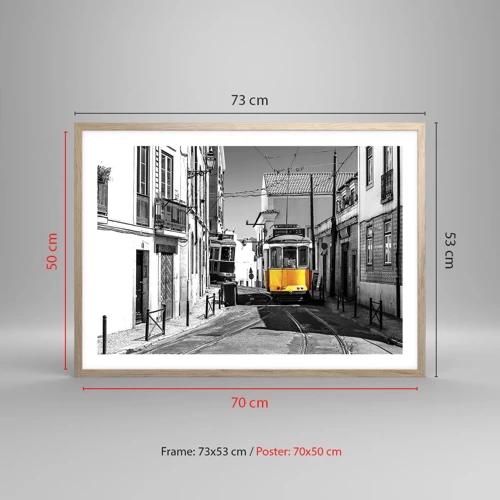 Poster in einem Rahmen aus heller Eiche - Der Geist von Lissabon - 70x50 cm