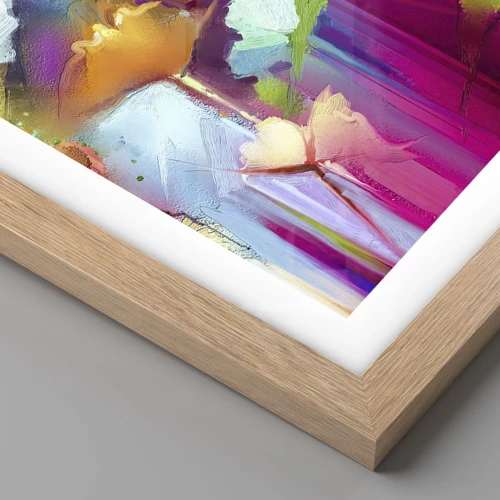 Poster in einem Rahmen aus heller Eiche - Der Regenbogen ist aufgeblüht - 40x40 cm