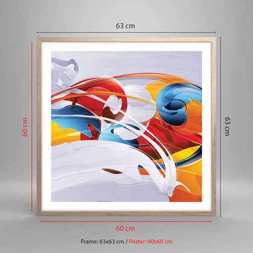 Poster in einem Rahmen aus heller Eiche - Der Tanz der Elemente - 60x60 cm