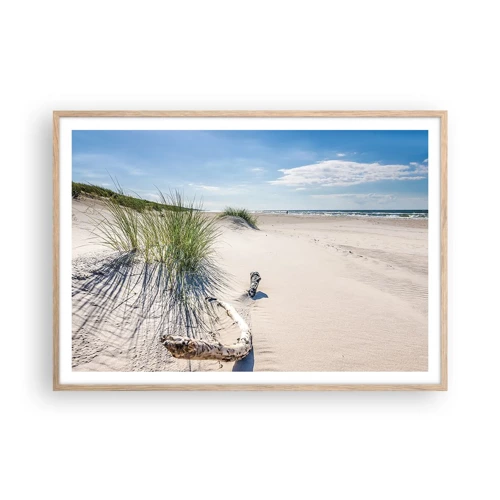 Poster in einem Rahmen aus heller Eiche - Der schönste Strand? Ostsee-Strand - 100x70 cm