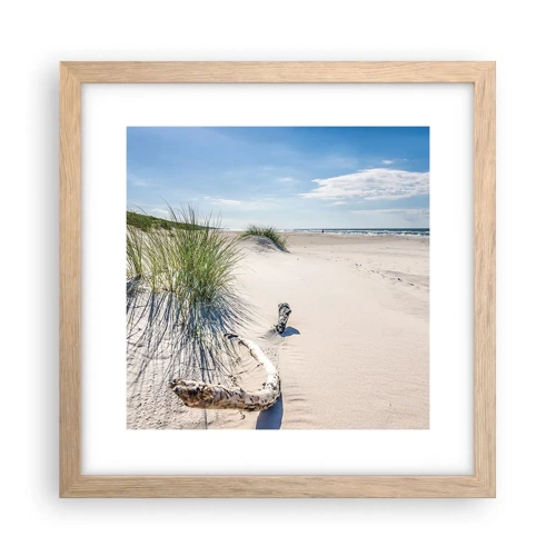 Poster in einem Rahmen aus heller Eiche - Der schönste Strand? Ostsee-Strand - 30x30 cm