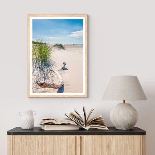 Poster in einem Rahmen aus heller Eiche - Der schönste Strand? Ostsee-Strand - 50x70 cm