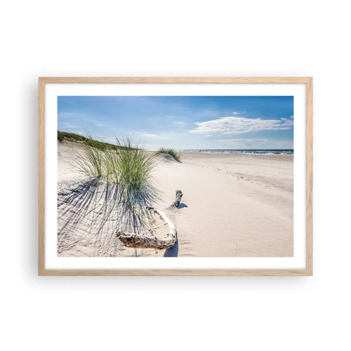 Poster in einem Rahmen aus heller Eiche - Der schönste Strand? Ostsee-Strand - 70x50 cm