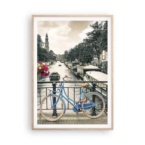 Poster in einem Rahmen aus heller Eiche - Die Farben der Amsterdamer Straße - 70x100 cm