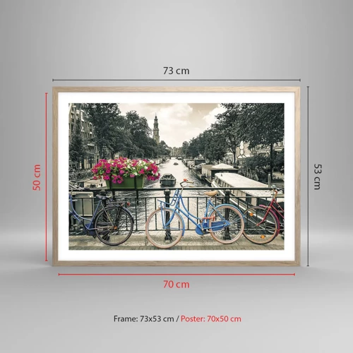 Poster in einem Rahmen aus heller Eiche - Die Farben der Amsterdamer Straße - 70x50 cm
