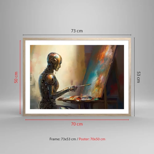 Poster in einem Rahmen aus heller Eiche - Die Kunst der Zukunft - 70x50 cm