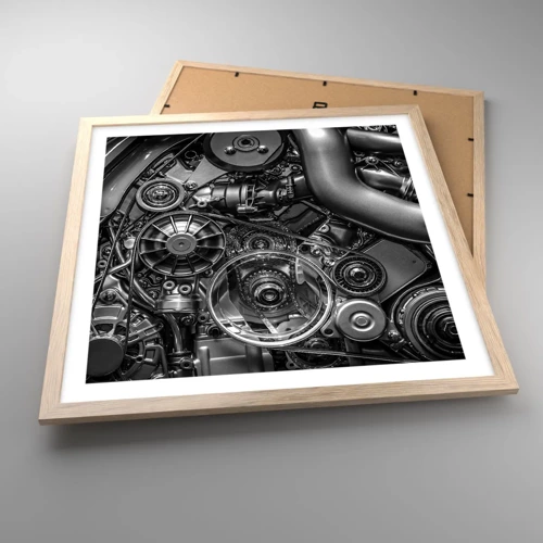 Poster in einem Rahmen aus heller Eiche - Die Poesie der Mechanik - 50x50 cm