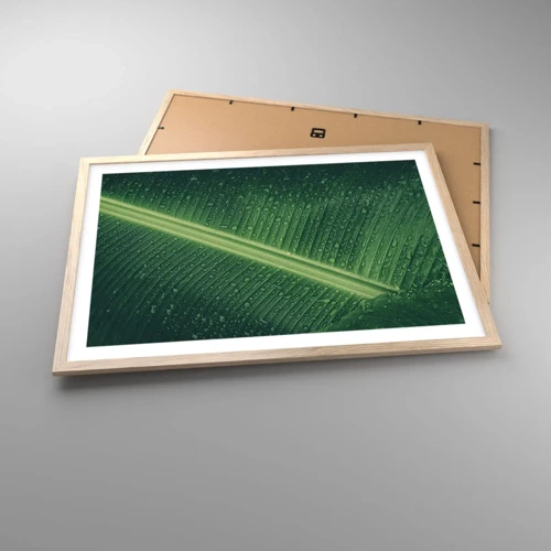 Poster in einem Rahmen aus heller Eiche - Die Struktur des Grüns - 70x50 cm