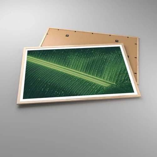 Poster in einem Rahmen aus heller Eiche - Die Struktur des Grüns - 91x61 cm