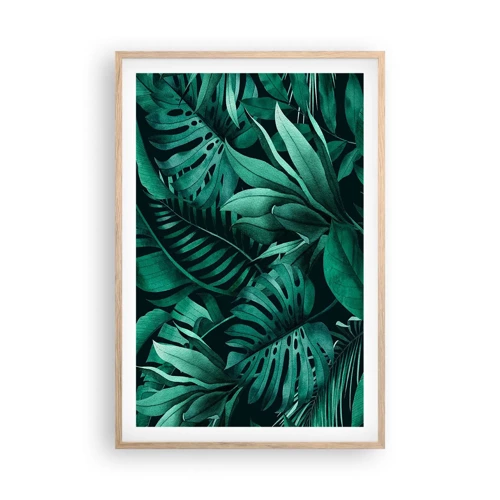 Poster in einem Rahmen aus heller Eiche - Die Tiefe des tropischen Grüns - 61x91 cm