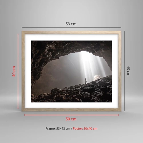 Poster in einem Rahmen aus heller Eiche - Die leuchtende Grotte - 50x40 cm