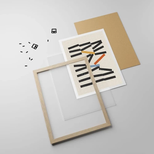 Poster in einem Rahmen aus heller Eiche - Domino – Komposition - 30x40 cm