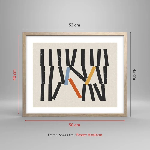 Poster in einem Rahmen aus heller Eiche - Domino – Komposition - 50x40 cm