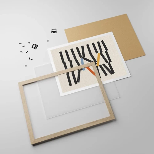 Poster in einem Rahmen aus heller Eiche - Domino – Komposition - 50x40 cm