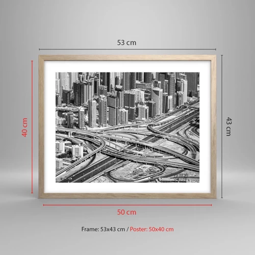 Poster in einem Rahmen aus heller Eiche - Dubai - die unmögliche Stadt - 50x40 cm