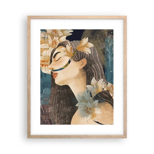 Poster in einem Rahmen aus heller Eiche - Ein Märchen über eine Prinzessin mit Lilien - 40x50 cm