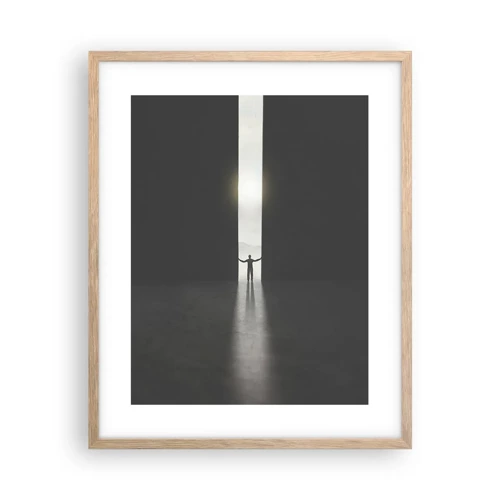 Poster in einem Rahmen aus heller Eiche - Ein Schritt in eine strahlende Zukunft - 40x50 cm