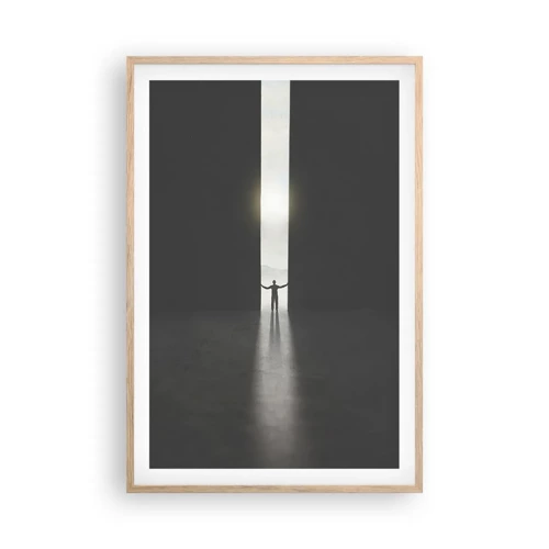 Poster in einem Rahmen aus heller Eiche - Ein Schritt in eine strahlende Zukunft - 61x91 cm