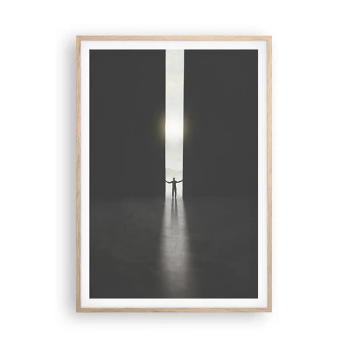 Poster in einem Rahmen aus heller Eiche - Ein Schritt in eine strahlende Zukunft - 70x100 cm