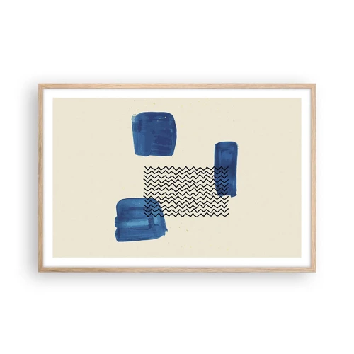 Poster in einem Rahmen aus heller Eiche - Ein abstraktes Quartett - 91x61 cm