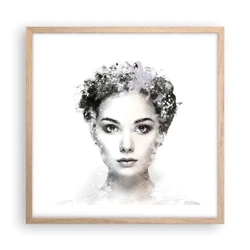 Poster in einem Rahmen aus heller Eiche - Ein äußerst stilvolles Portrait - 50x50 cm