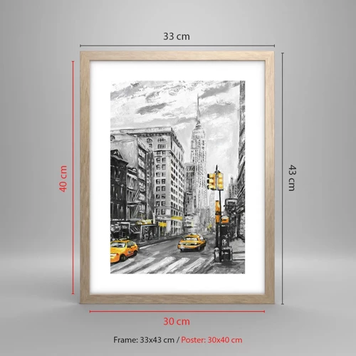 Poster in einem Rahmen aus heller Eiche - Eine New Yorker Geschichte - 30x40 cm