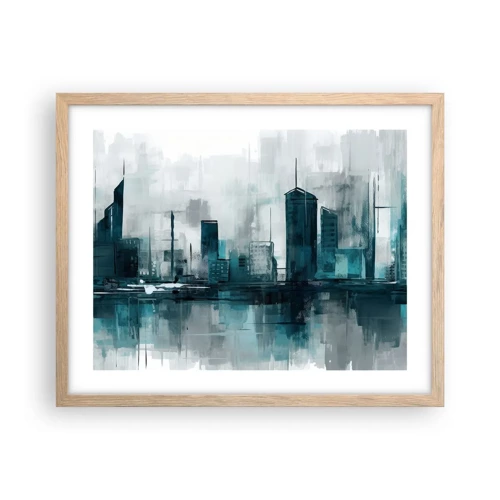 Poster in einem Rahmen aus heller Eiche - Eine Stadt in der Farbe des Regens - 50x40 cm