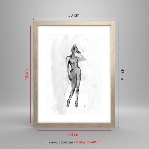 Poster in einem Rahmen aus heller Eiche - Eine Studie über das Ideal der Weiblichkeit - 30x40 cm