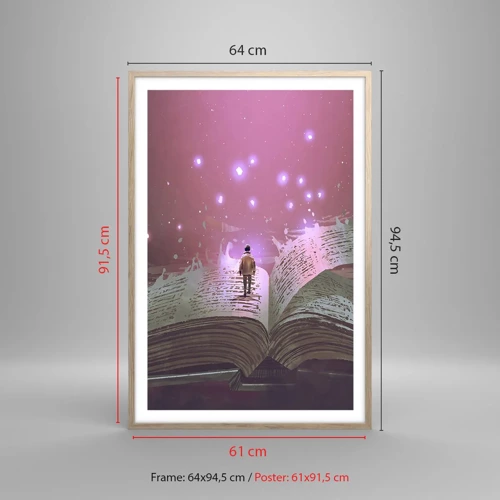 Poster in einem Rahmen aus heller Eiche - Einladung in eine andere Welt - lesen Sie! - 61x91 cm