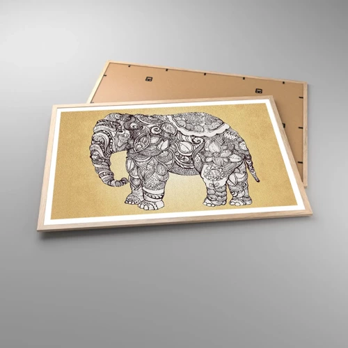 Poster in einem Rahmen aus heller Eiche - Elefant verhüllte sich - 91x61 cm