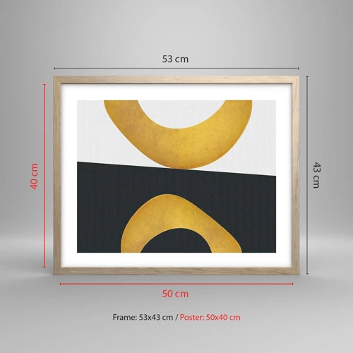 Poster in einem Rahmen aus heller Eiche - Erstens: Gold - 50x40 cm