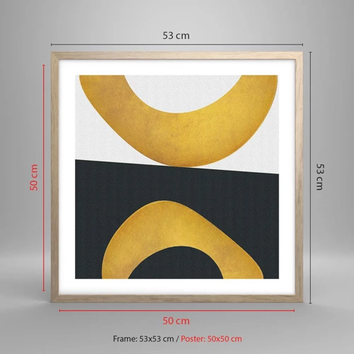 Poster in einem Rahmen aus heller Eiche - Erstens: Gold - 50x50 cm