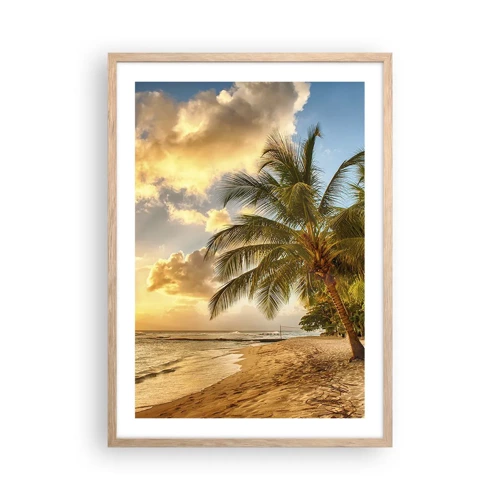 Poster in einem Rahmen aus heller Eiche - Ewiger Sommer, immer Urlaub - 50x70 cm