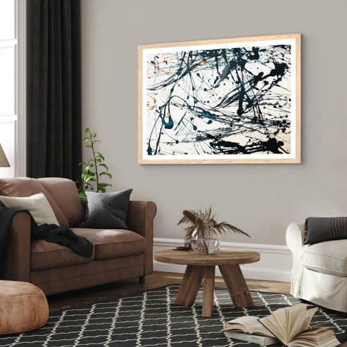 Poster in einem Rahmen aus heller Eiche - Expressionistische Abstraktion - 100x70 cm