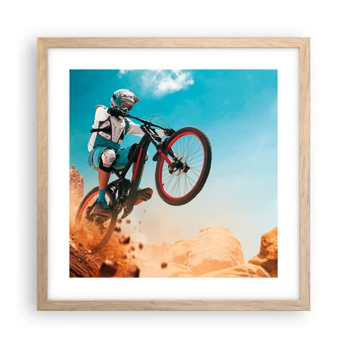 Poster in einem Rahmen aus heller Eiche - Fahrrad-Wahnsinn-Dämon - 40x40 cm