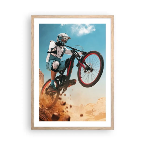 Poster in einem Rahmen aus heller Eiche - Fahrrad-Wahnsinn-Dämon - 50x70 cm